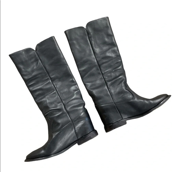 Isabel Marant Black Chess Leather Tall Boots Women's EU 37 Made in Portugal - Picture 5 of 16